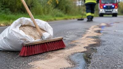 Traktor verursacht Ölspur auf Güterweg von Hütt bis Schacher